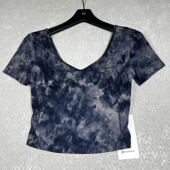 Lululemon Align Tee Size 6 Navy Blue Tie Dye Shirt Short Sleeve NWT $74 Active - Picture 1 of 11